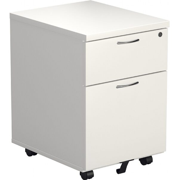 Office Essentials Wooden 2 Drawer Low Under Desk Mobile Pedestals